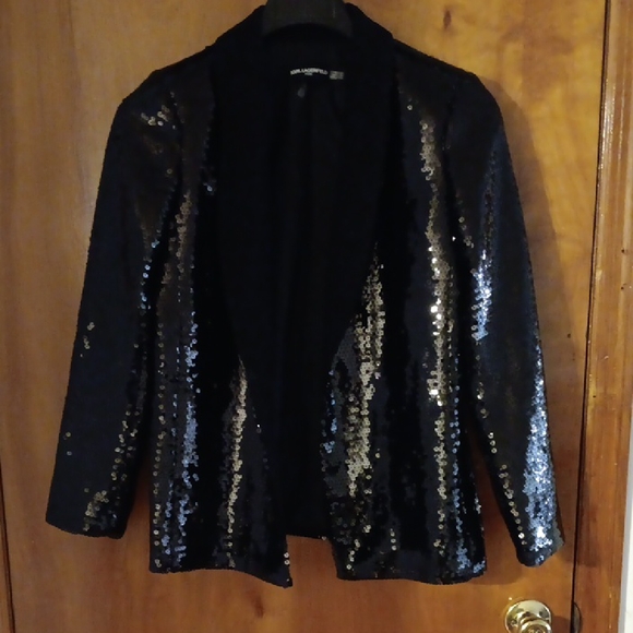 Karl Lagerfeld Black Blazer Elegant Suit Jacket 4 NWOT - Picture 3 of 5